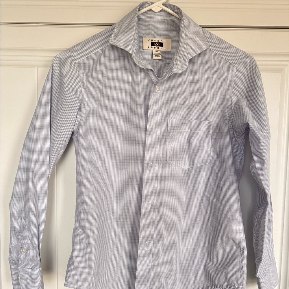 Joseph Abboud White and Blue Checkered Button Down Shirt. Event, holiday